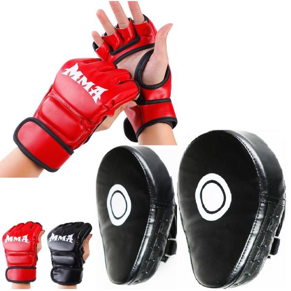 大人用 オープンフィンガー グローブ 湾曲型 ミット セット 総合格闘技