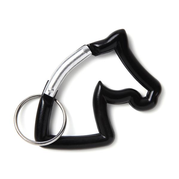乗馬用品 JODHPURS ホース型カラビナ ブラック 乗馬 馬具