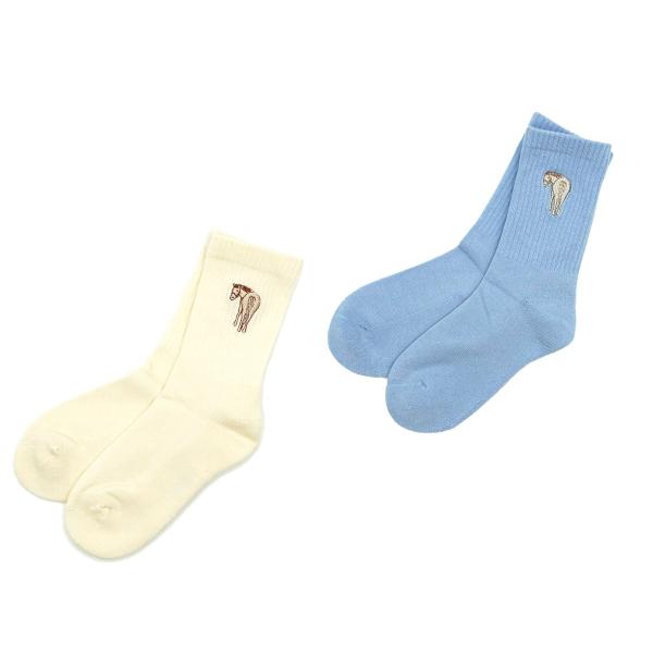 乗馬用品 Nico カジュアルソックス（2足） ギフトセット ベビーブルー×オフホワイト 乗馬 馬具