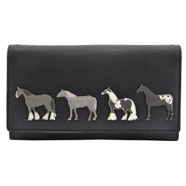 乗馬用品 MalaLeather ベストフレンドホース 長財布 ブラック 乗馬