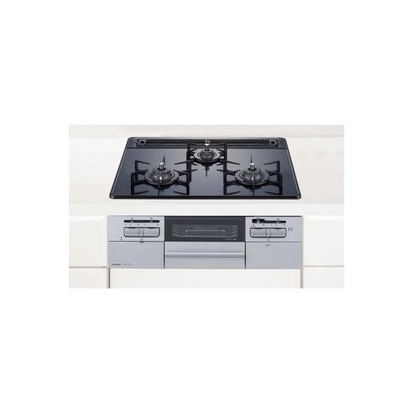 ガスコンロ　ハーマン製（HARMAN）DW32T6WTPSSV　fami （ファミ） 3口コンロ　ガラストップタイプ　間口60cm　無水両面焼