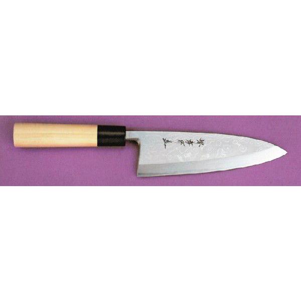 180mm うずしお(白二鋼ダマスカス) 出刃包丁 堺孝行 印 (要 納期確認 