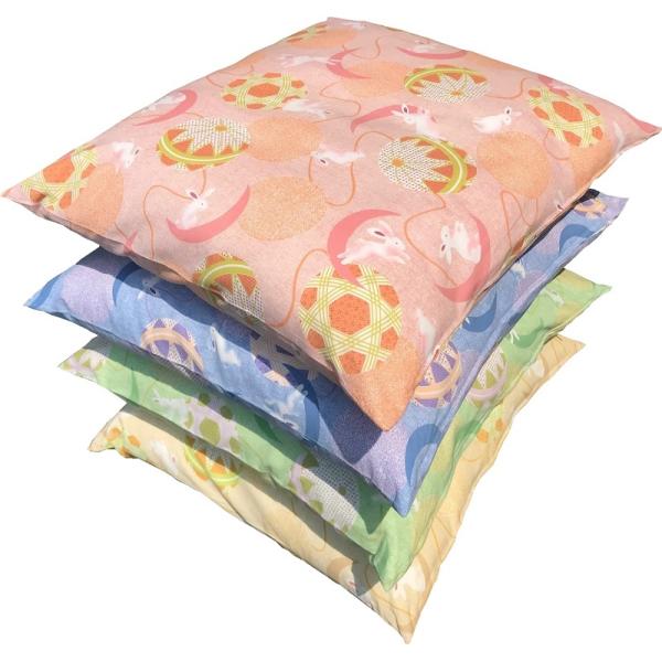 座布団カバー 55 59 ４枚組 各色１枚 まりうさぎ 約５５×５９ｃｍ 日本製 銘仙判 ネコポス便対応限定 かわいい フロアークッションカバー