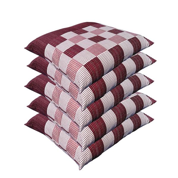 座布団カバー 59×63 5枚セット 八端判 しじら格子 レッド 約５９×６３ｃｍ 【 八端判 】【 クロネコゆうパケット便対応限定 】 【 日本製 】 59 63