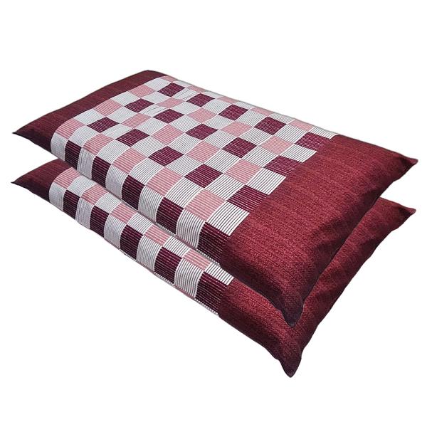 ２枚セット 長座布団カバー しじら格子 レッド 約 ６８ｘ１２０ cm 【クロネコゆうパケット限定商品】68 120 68x120 ２枚組