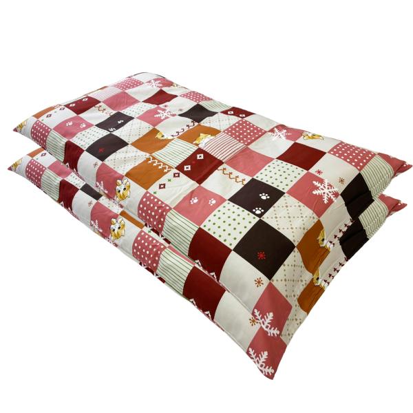 ２枚セット 長座布団カバー ネコパッチ ピンク 約 ６８ｘ１２０ cm 綿100% 【 クロネコゆうパケット限定商品 】68 120 68x120 ２枚組