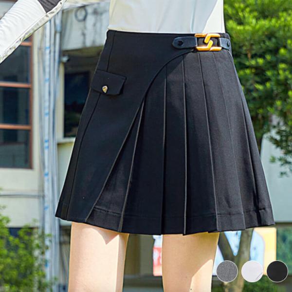 ゴルフウェア レディース 韓国 スカート ミニスカート ミニ丈 Aライン プリーツスカート ゴルフウエア ゴルフ ウエア アシンメトリー