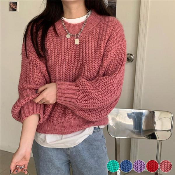 セーター レディース ニット ショート丈 ゆったり きれい色 カラーニット ざっくり編み パープル グリーン レッド ブルー ピンク 韓国ファッション Buyee Buyee 日本の通販商品 オークションの代理入札 代理購入