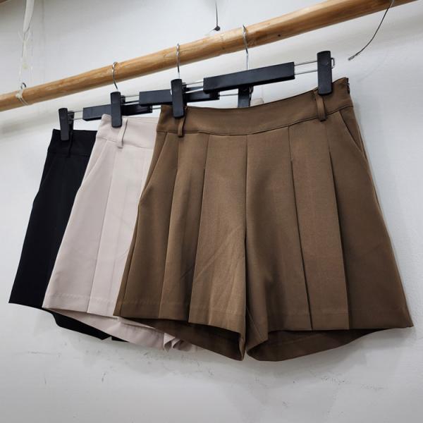 ゴルフウェア キュロット レディース 韓国 パンツ ショートパンツ プリーツ 春 秋 黒 ベージュ ブラウン 茶 Aライン ポケット ショート丈