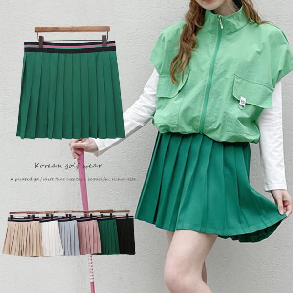 ANEW ゴルフ レディース プリーツスカート 緑色 ゴルフ スカート レディース プリーツ テニス 韓国 プリーツスカート