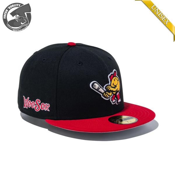 ニューエラ 59FIFTY マイナーリーグベースボール ウースター・レッドソックス ブラック スカーレットバイザー NEW ERA 5950 MiLB WORCESTER RED SOX 15221322