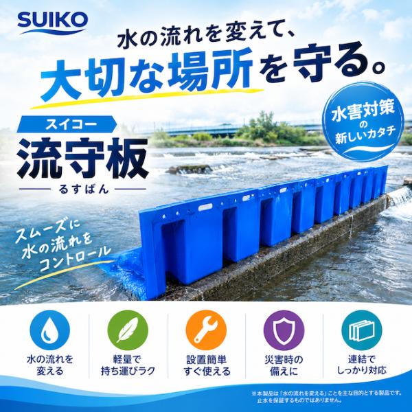 【水害・浸水対策】スイコー 流守板 るすばん 止水パネル 水流制御パネル 防災用品 浸水防止 軽量 設置簡単 簡易止水パネル 水害対策