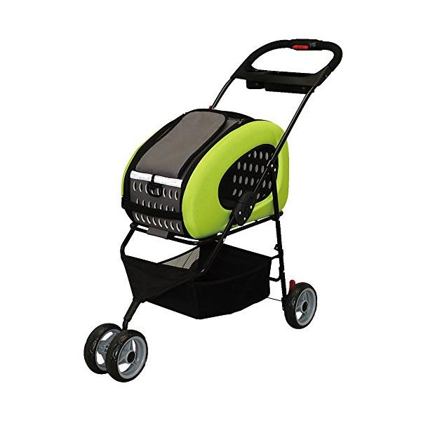 アイリスオーヤマ ペットカート 折りたたみ 取り外し 分離可 グリーン 小型犬