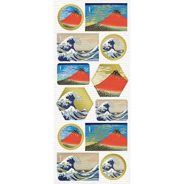 CHIKYU GREETINGS 和紙シール 葛飾北斎 富嶽三十六景 神奈川沖浪裏