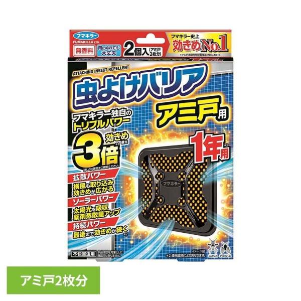 網戸 ベランダ 虫よけ アミ戸 虫よけバリアアミ戸用1年用 2個入 虫よけバリア (B)