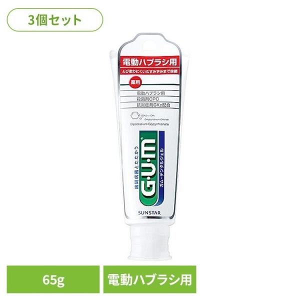 GUM デンタルジェル 歯磨き 電動歯ブラシ用 オーラルケア サンスター (3個セット)GUM デンタルジェル 電動ハブラシ用 65g GUM