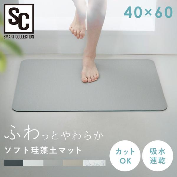 バスマット 珪藻土 珪藻土バスマット ソフト 40×60cm 吸水 速乾 カット