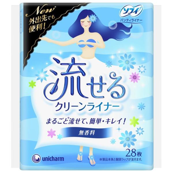 ソフィ 流せるクリーンライナー 無香料 28枚入(unicharm Sofy 