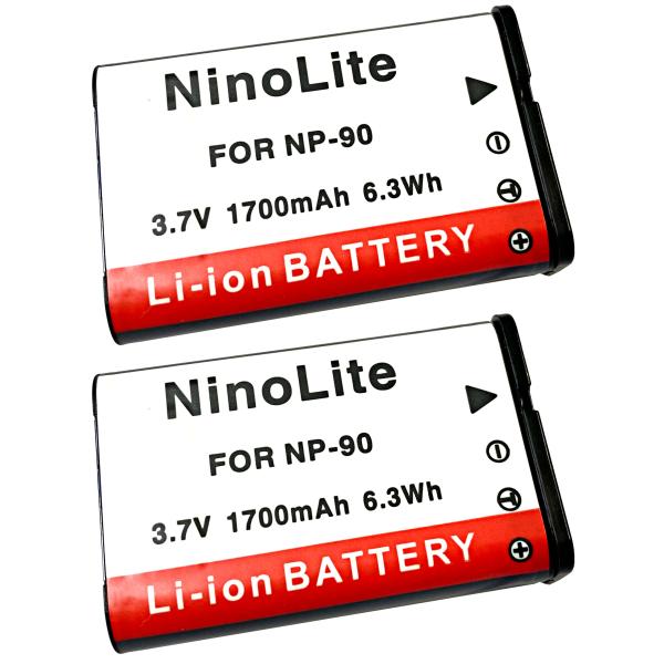 2個セット CASIOカシオ NP-90 互換バッテリー EXILIM エクシリム EX-H20G EX-FH100 EX-H10 EX-H15等対応 BC-90L対応 battery