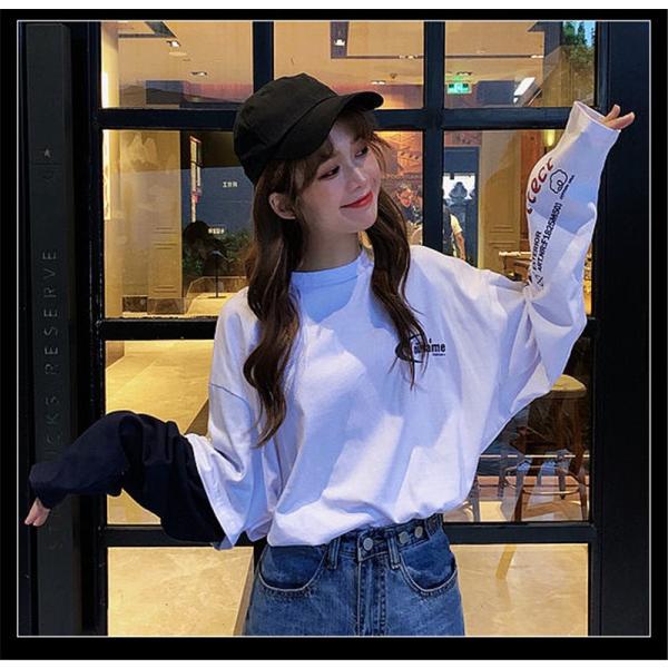 重ね着風 Tシャツ 袖ロゴ 韓国 ストリート レディース ロンt 長袖 バイカラー オルチャン ダンス 衣装 K Pop レッスン着 原宿系 トップス 3t 0 メール便ok Buyee Servis Zakupok Tretim Licom Buyee Pokupajte Iz Yaponii