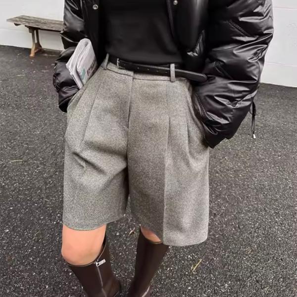 ウール調 ショートパンツ ハーフパンツ 韓国 ストリート系 レディース