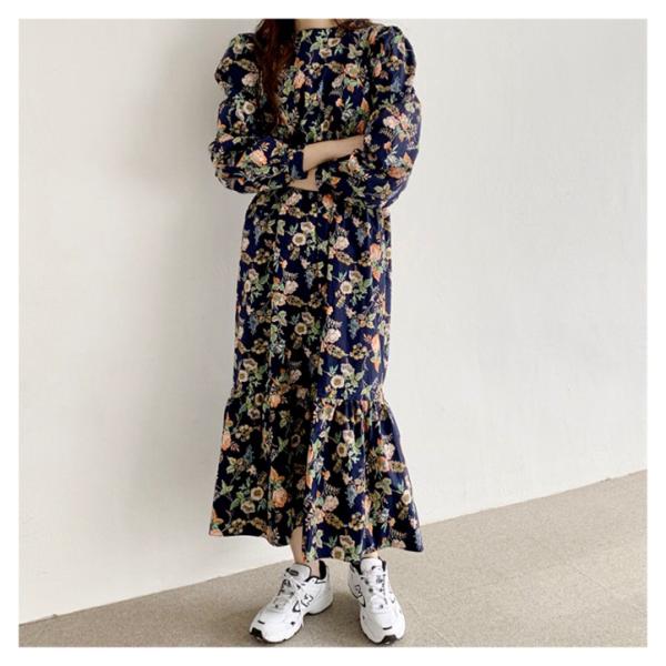 ワンピース 長袖 マーメイド ロング 花柄 韓国 フレア オルチャン ストリート K Pop 総柄 可愛い ボタニカル 原宿系 レディース Op 1434 Op 1434 Joyboxストリートショップ 通販 Yahoo ショッピング