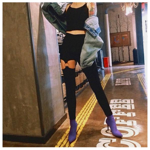 ガーターベルト 絶対領域 スリット スキニー パンツ レギンス 韓国 ストリート HIPHOP K-POP Y2K ダンス 衣装 地雷系 原宿系  サブカル レディース PA-642