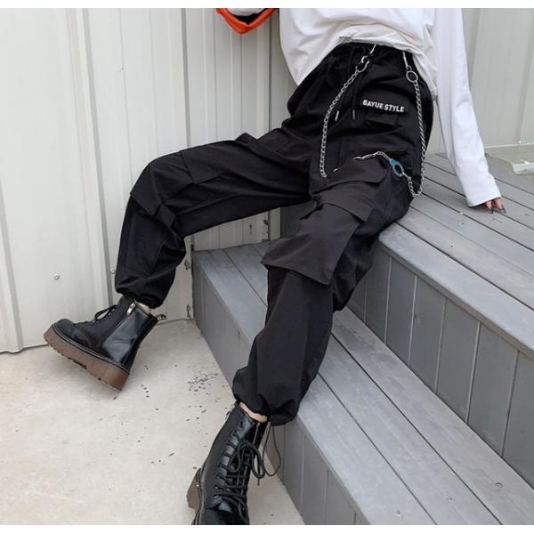 韓国 ストリート サブカル カーゴパンツ ブラック 黒 地雷系