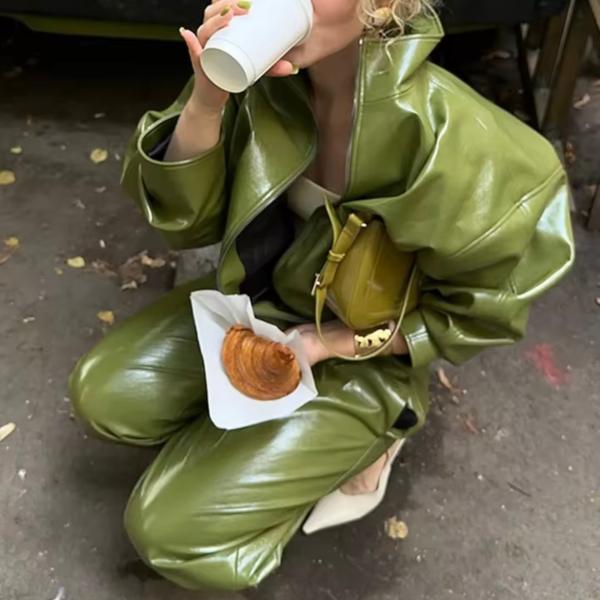 レザー セットアップ パンツ スカート ジャケット 韓国 海外