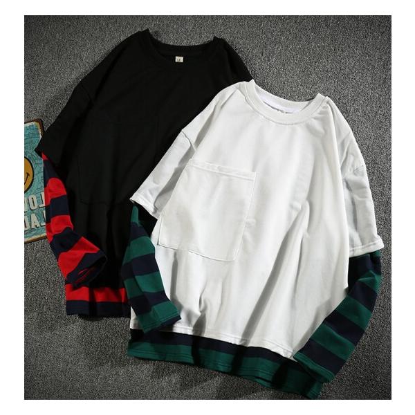 重ね着風 Tシャツ 長袖 韓国 オルチャン ストリート アメカジ ダンス 衣装 K Pop ロンt 原宿系 ボーダー トップス T 2 メール便ok Buyee Buyee บร การต วกลางจากญ ป น ซ อจากประเทศญ ป น