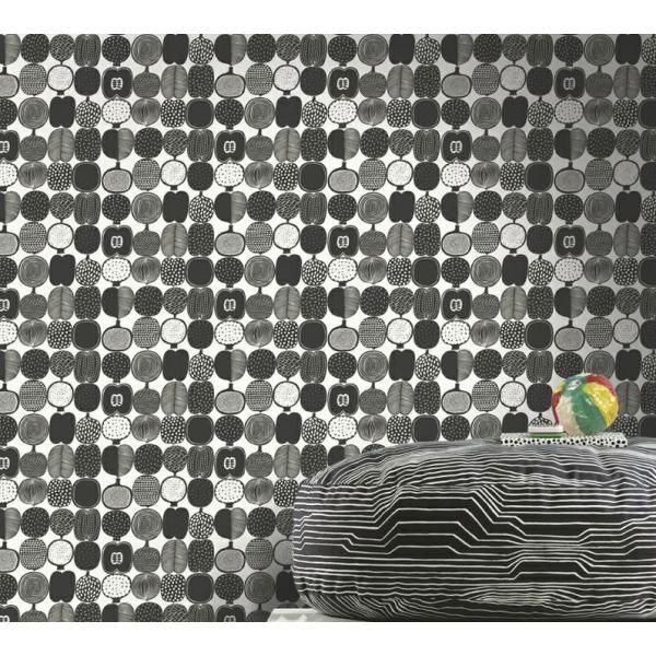 Marimekko Kompotti Joyris マリメッコ コンポッティ フルーツ ベジタブル フルーツ 果物 野菜 壁紙 ブラック Marimekko Joyris ジョイリス