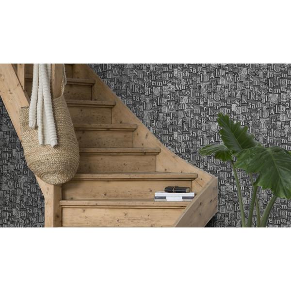 本数限定輸入壁紙】rasch 940015 タイポグラフィック アルファベット