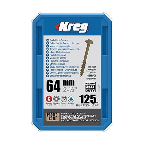Kreg 高耐久（HDジグ用）ポケットホールスクリュー 64mm 粗目 (125本入)