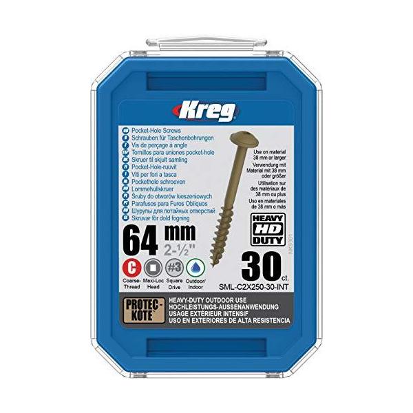 Kreg 高耐久（HDジグ用）ポケットホールスクリュー 64mm 粗目 (30本入)