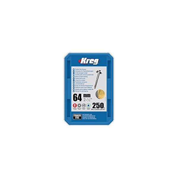 Kreg ポケットホールスクリュー 64mm ステンレス仕様 高耐久屋外用 粗目 (250本入)
