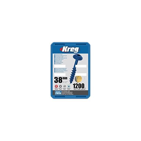 Kreg ポケットホールスクリュー 38mm Blue-Kote仕様 屋外用 粗目 (1200本入)