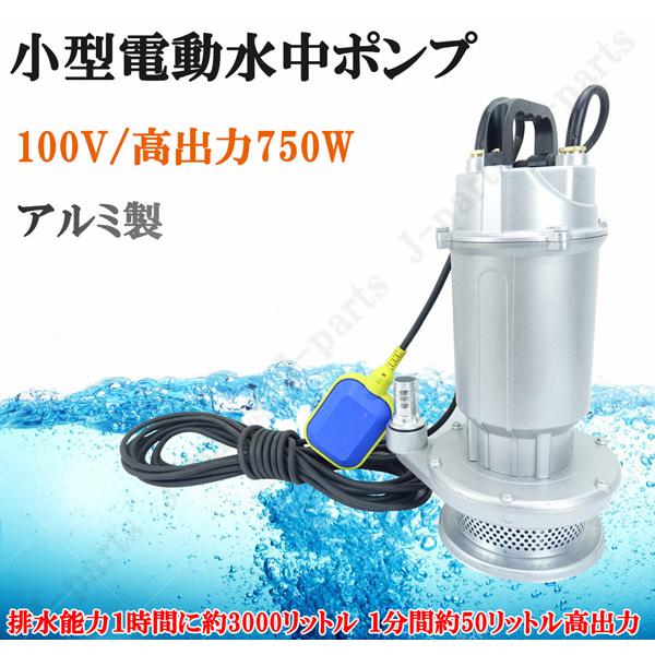 水中ポンプ 電動 アルミ製 100V 750W 吐出量 最大50リットル/分 水中ポンプ 電動 アルミ製 100V 750W 吐出量 最大50リットル/分