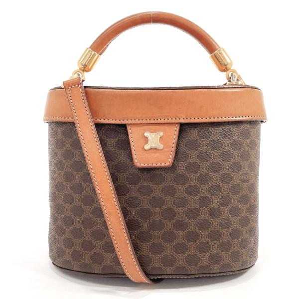未使用に近い　CELINE Cマカダム ハンドバッグ アイボリー ブラウン CELINE セリーヌ ハンドバッグ マカダム PVC/レザー ブラウン 2WAY