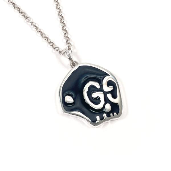 【美品】グッチ　GUCCI　ゴースト　ドクロ　ネックレス　スクエア　シルバー 美品】グッチ ゴースト スカル ネックレス シルバー925 喜平チェーン