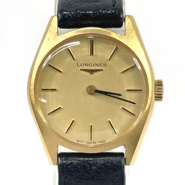 LONGINES アナログ腕時計 ゴールド/ブラック LONGINES（ロンジン） 腕時計 ステンレススチール/レザー ゴールド