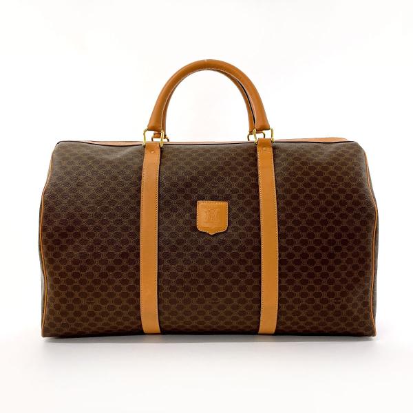 鑑定済み　⭐️美品⭐️　CELINE ブラウンレザーボストンバッグPVC CELINE（セリーヌ） ボストンバッグ 旅行バッグ トラベル マカダム PVC