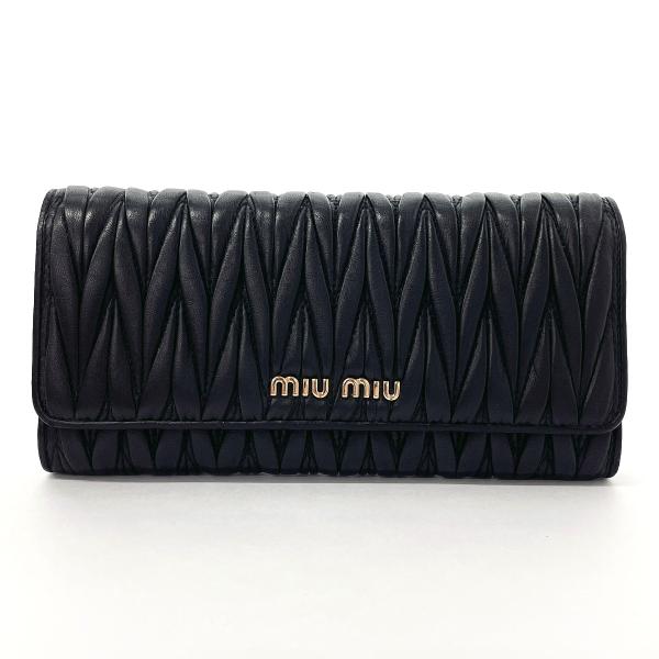 miumiu 長財布 マテラッセ 折り財布 ギャランティ付き 5MH109 miu miu（ミュウミュウ） 長財布 5MH109 マテラッセ レザー ブラック