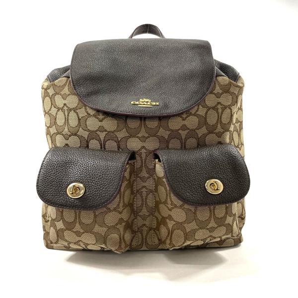 良品◎コーチ COACH リュック　バックパック　レザー　茶色　シグネチャー コーチ リュック メンズ レディース ブランド COACH シグネチャー