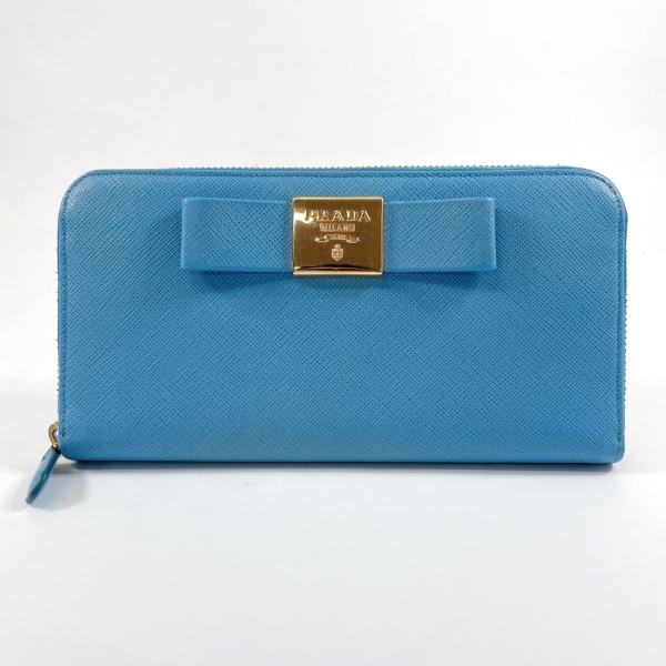PRADA（プラダ） 長財布 リボン サフィアーノレザー ブルー 12C