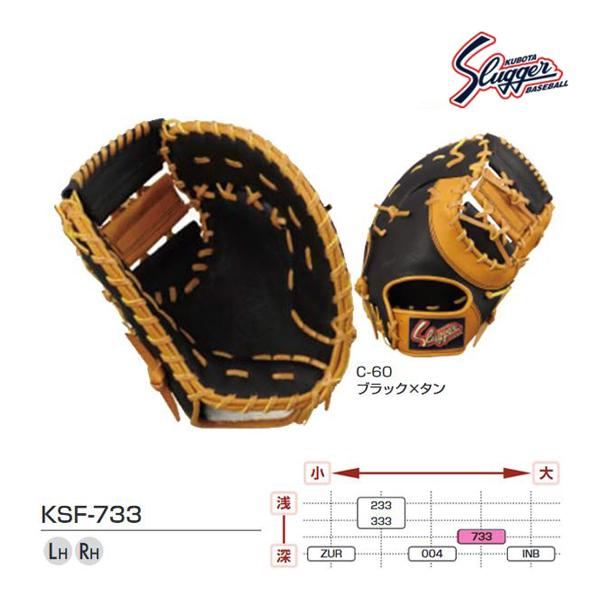 クボタスラッガー 軟式用ファーストミット ブラック×タン KSF-733-C-60-B <2023NP> :KSF-733-C-60-B:JPNスポーツ 通販 久保田スラッガー 軟式 ファーストミット KSF-233