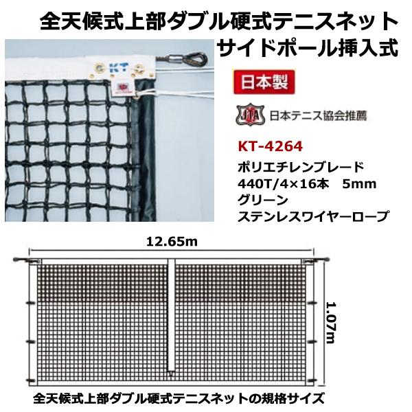 2021新入荷 KT1229 KTネット 全天候式上部ダブル 硬式テニスネット センターストラップ付き 日本製 KTネット 全天候式無結節 硬式テニスネット センターストラップ付き 日本製 〔サイズ:12.65×1.07m〕 グリーン KT232