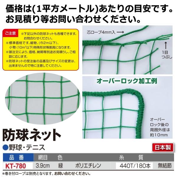 寺西喜 要見積 防球ネット (1m×1mに付) 緑 KT-780 ＜2024＞ : JPN