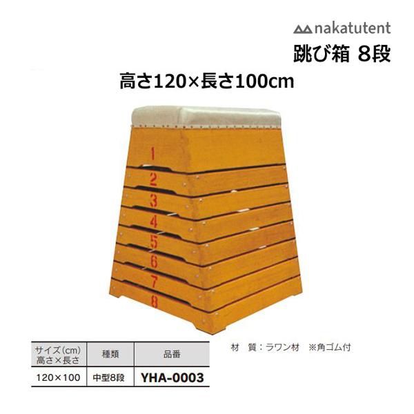 中津TENT 跳び箱 中型8段 高さ120×長さ100cm YHA-0003 ＜2024NP
