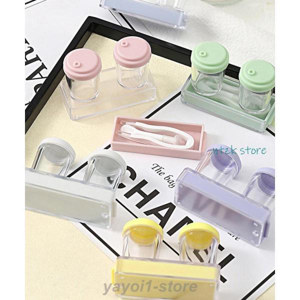 素材：プラスチック+樹脂カラー：ホワイト/ブルーグレー/ライトピンク/イエロー/ラベンダー/ミントグリーンサイズ：長さ約5.5cm×幅約2.5cm×高さ約4cm重さ：約19g生産国：中国FCZYレンズボックス 3点セット 外出 アウトドア ...