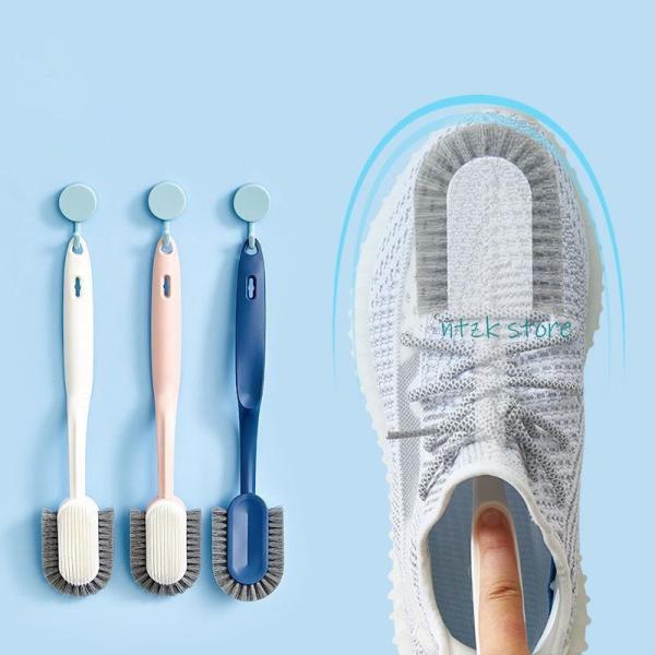 商品名: 靴洗い ブラシ 2in1 シューズブラシ 上履き スニーカー ブラシ 柄付き たわし お風呂掃除 床溝 洗面台 多目的 靴用ブラシ 子供靴 シューズクリーナー 靴汚れ落とし                            商...